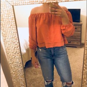 Off the Shoulder Peachy Orange Top